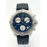 A Breitling Colt Chrono Ocean Gents Watch. Black leather strap. Stainless steel case - 38mm.