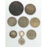 A Parcel of 9 Rare Antique Coins Comprising; Silver 1870 Silver 2 & 1 Penny Coins Linked, 1919