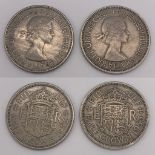 A Parcel of 2 Queen Elizabeth Coronation Year 1953 Half Crown Coins. 1 X Extremely Fine & 1 x Very
