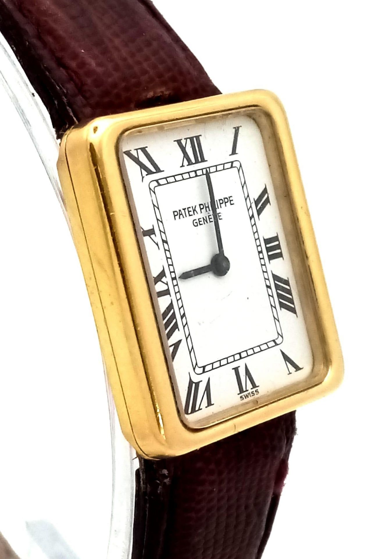 An 18 K yellow gold PATERK PHILIPPE Geneve watch. Case: 25 x 22 mm, white dial with Roman - Bild 4 aus 7