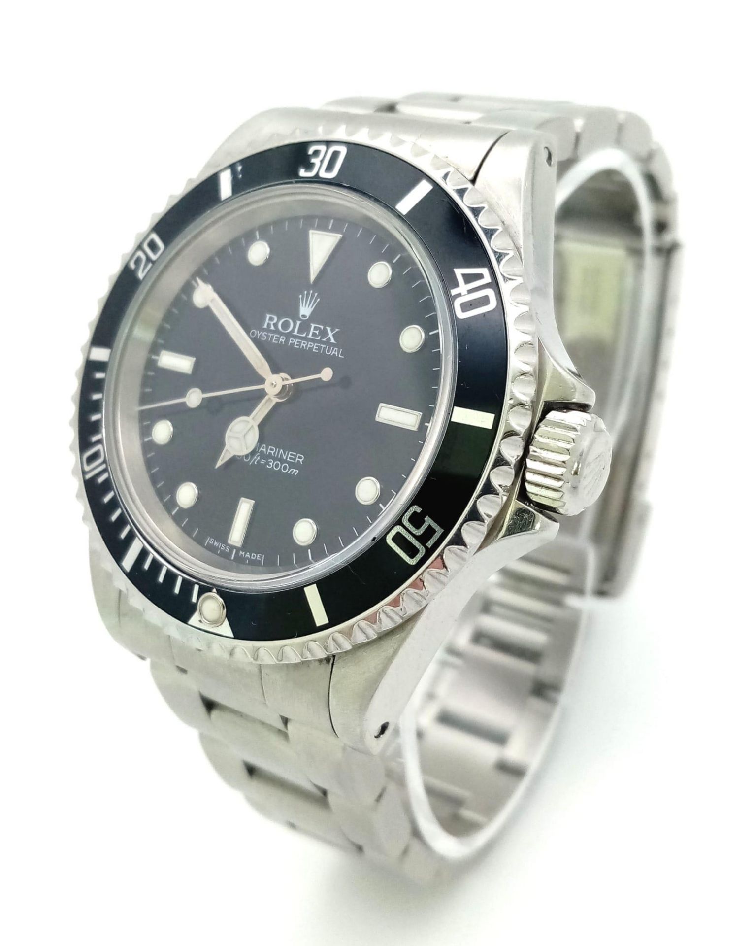 A stainless steel ROLEX OYSTER PERPETUAL SUBMARINER 1000ft/300m diver's watch. Case 40 mm, black - Bild 3 aus 10