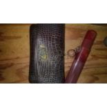 Antique Meiji period 1868-1912 Japanese tobacco pouch. Crocodile leather VGC , Beautiful intricately