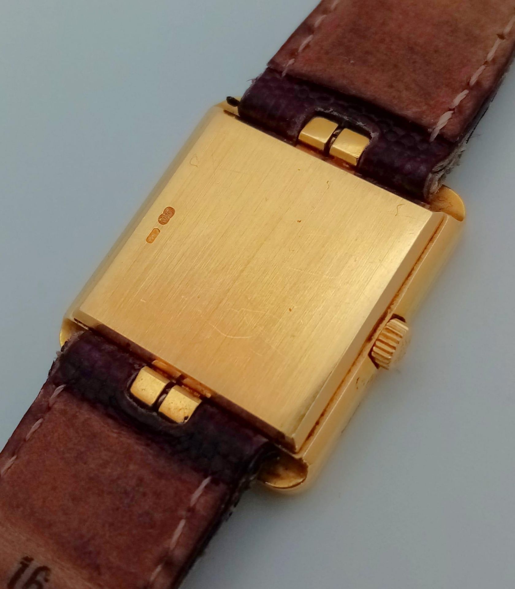 An 18 K yellow gold PATERK PHILIPPE Geneve watch. Case: 25 x 22 mm, white dial with Roman - Bild 6 aus 7
