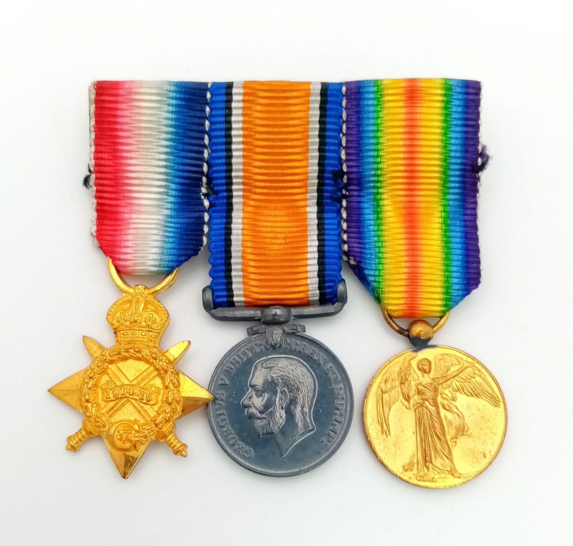 A Miniature Three Medal WW1 Bar Awarded to Captain F.H. Bentley of the West Yorkshire Regiment. - Bild 2 aus 4