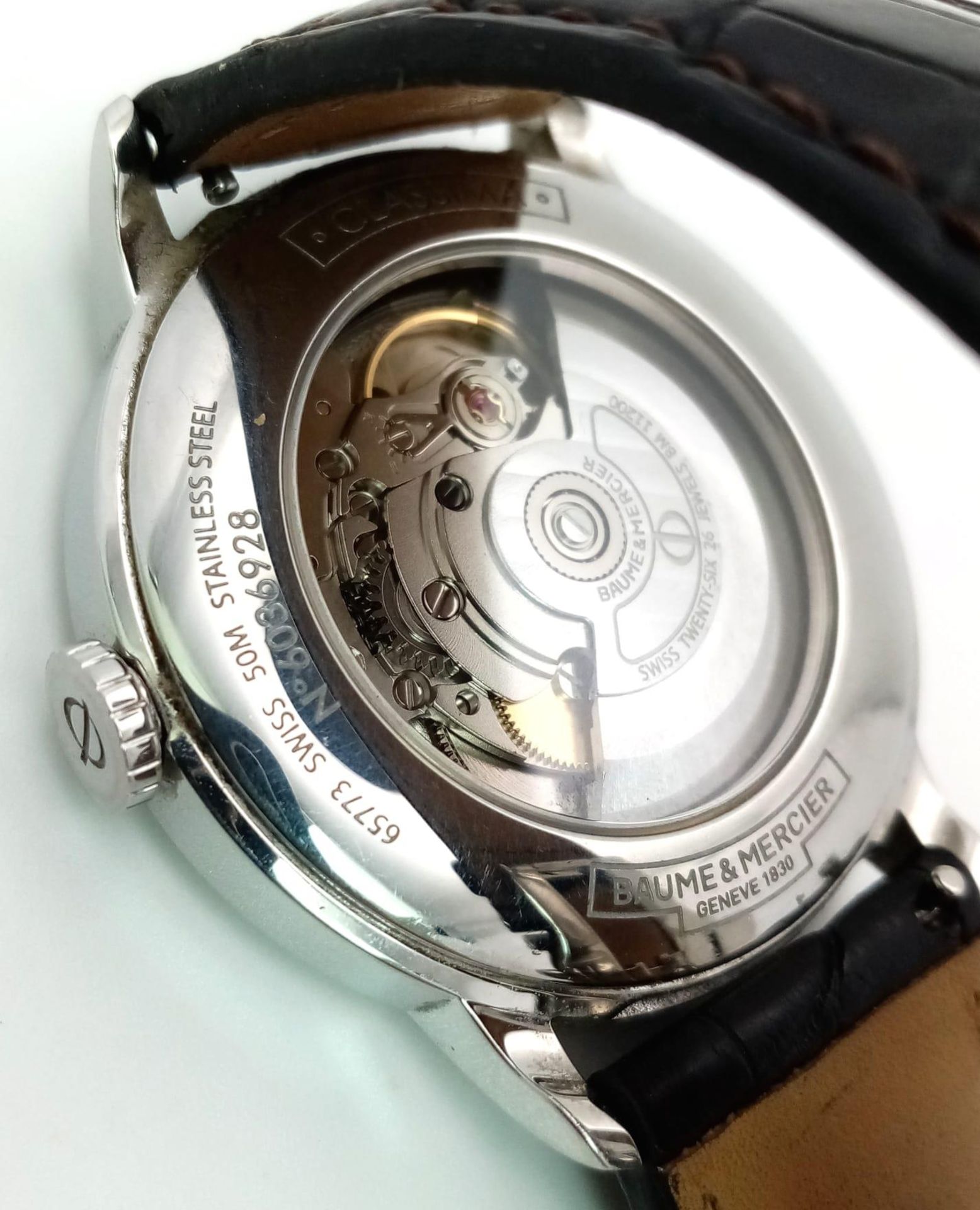 A Baume and Mercier Automatic Gents Watch. Original leather strap. Stainless steel case with - Image 5 of 8