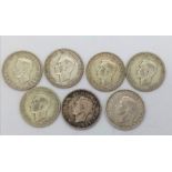 A Rare Full Set of 7 Fine Condition WW2 Silver Six Penny Coins 1939-1945 Inclusive. 5 x Very Fine, 2