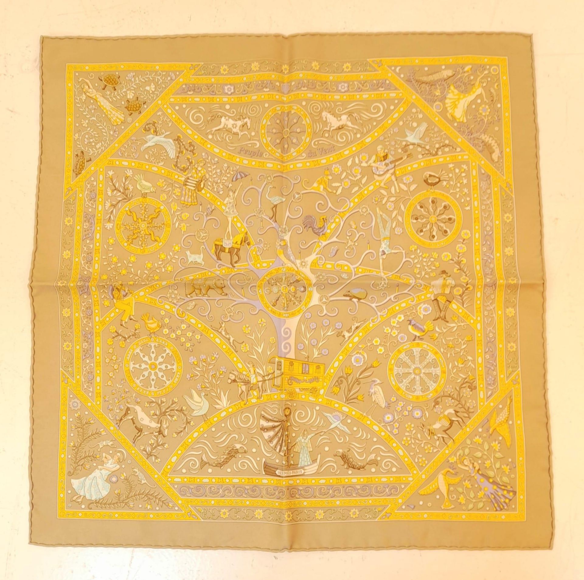 A Hermes Silk Scarf. Celebration decoration. Good condition. 42cm x 42cm. Ref: 12741