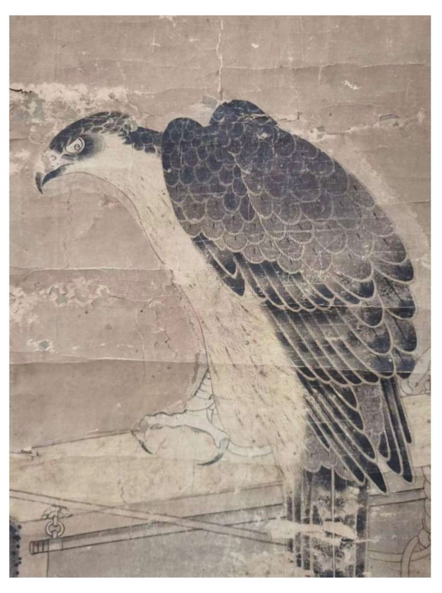 A Training Eagle (sketch) with the Mark of Emperor Huizong of Song 1082-1185. Inscribed by Qianlong. - Image 6 of 8