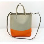A Celine Multi-Colour Grained Leather Small Tote Bag. Two top handles plus a shoulder strap for