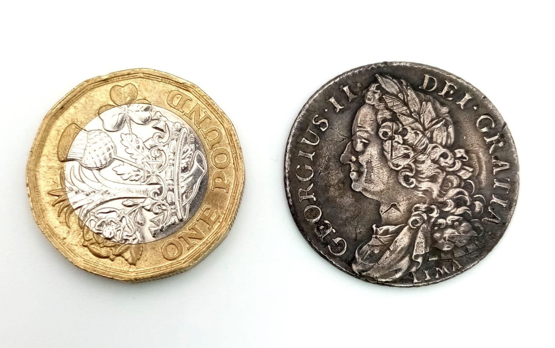 A Rare George II 1745 LIMA Silver Shilling. Please see photos for conditions - Bild 2 aus 2