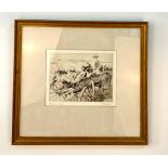 "HUNGARIAN CART" BY H A FREETH (1912 - 1986) A PEN AND INK DRAWING. 22 X 16.5cms frame size 46 x