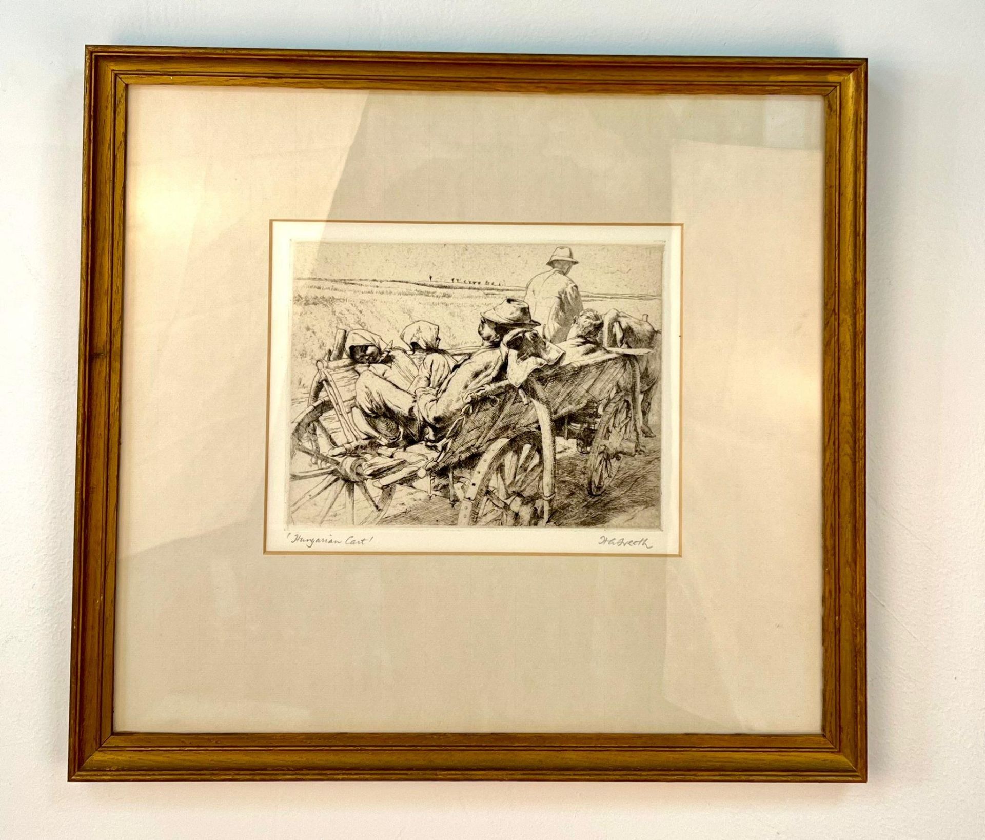 "HUNGARIAN CART" BY H A FREETH (1912 - 1986) A PEN AND INK DRAWING. 22 X 16.5cms frame size 46 x