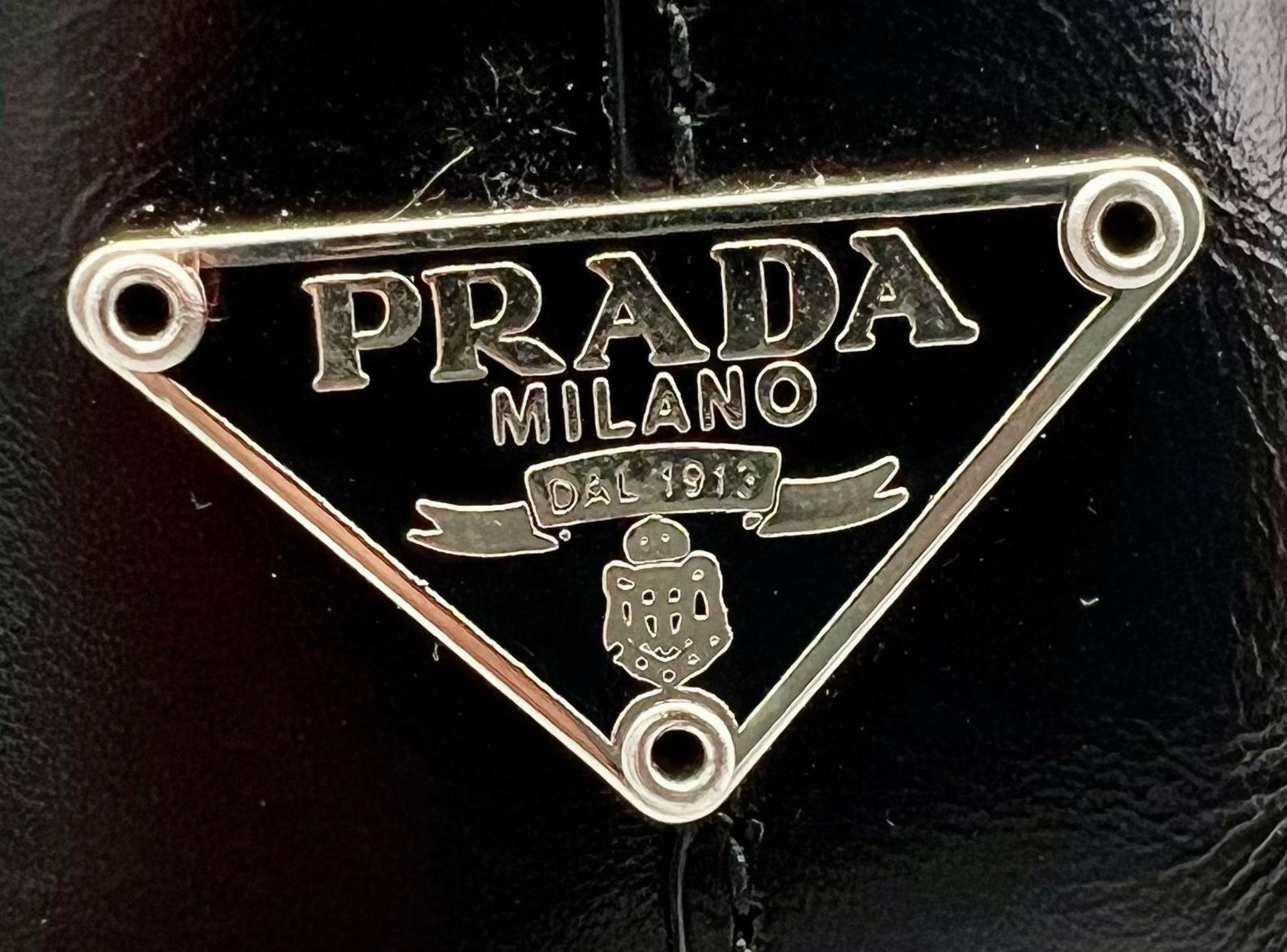 A Prada Black Leather Mini Handbag. Classic shape with twin handles. Prada metal logo. Comes with - Bild 5 aus 7