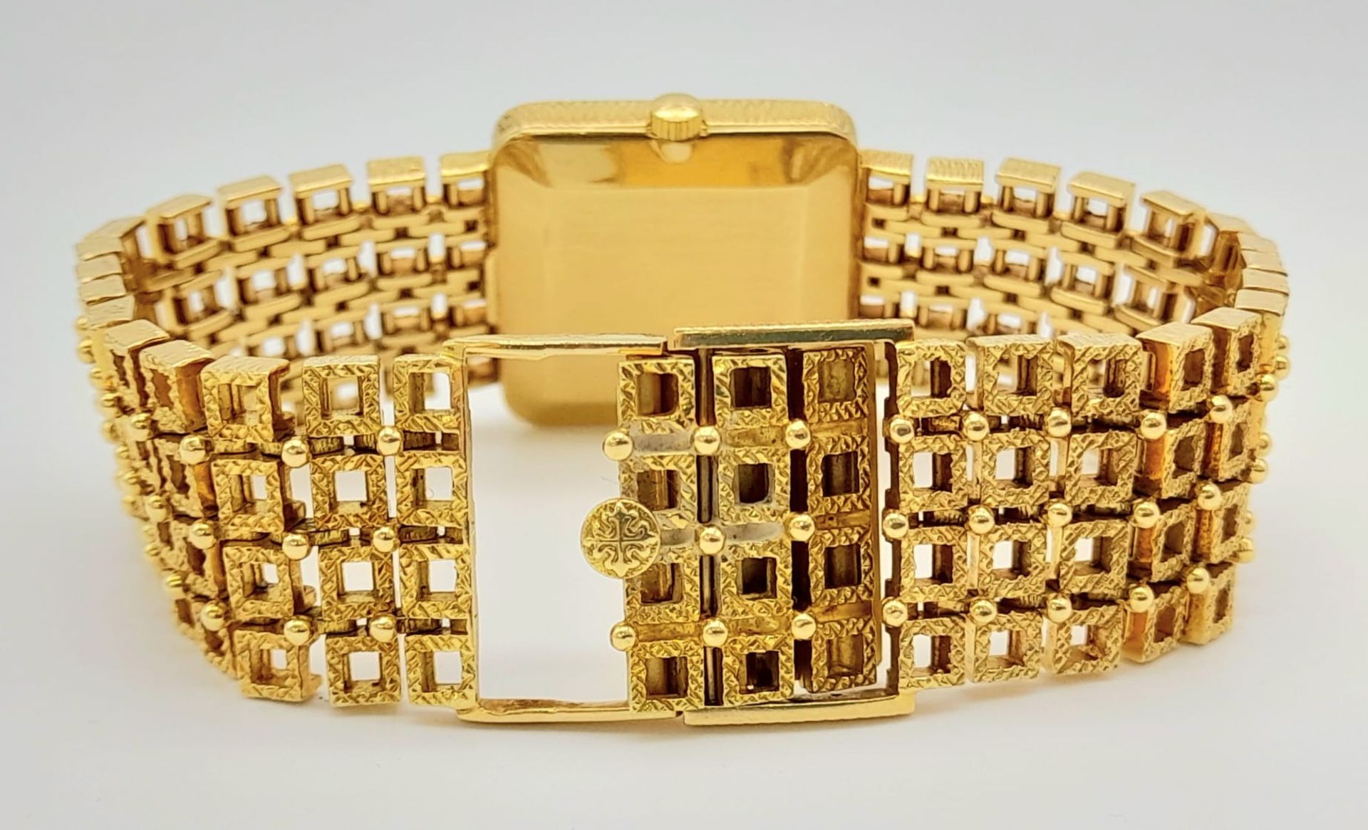 A Vintage 18K Gold Patek Phillipe Art Deco Style Dress Watch. 18K gold bracelet and case - 25mm. - Bild 6 aus 7