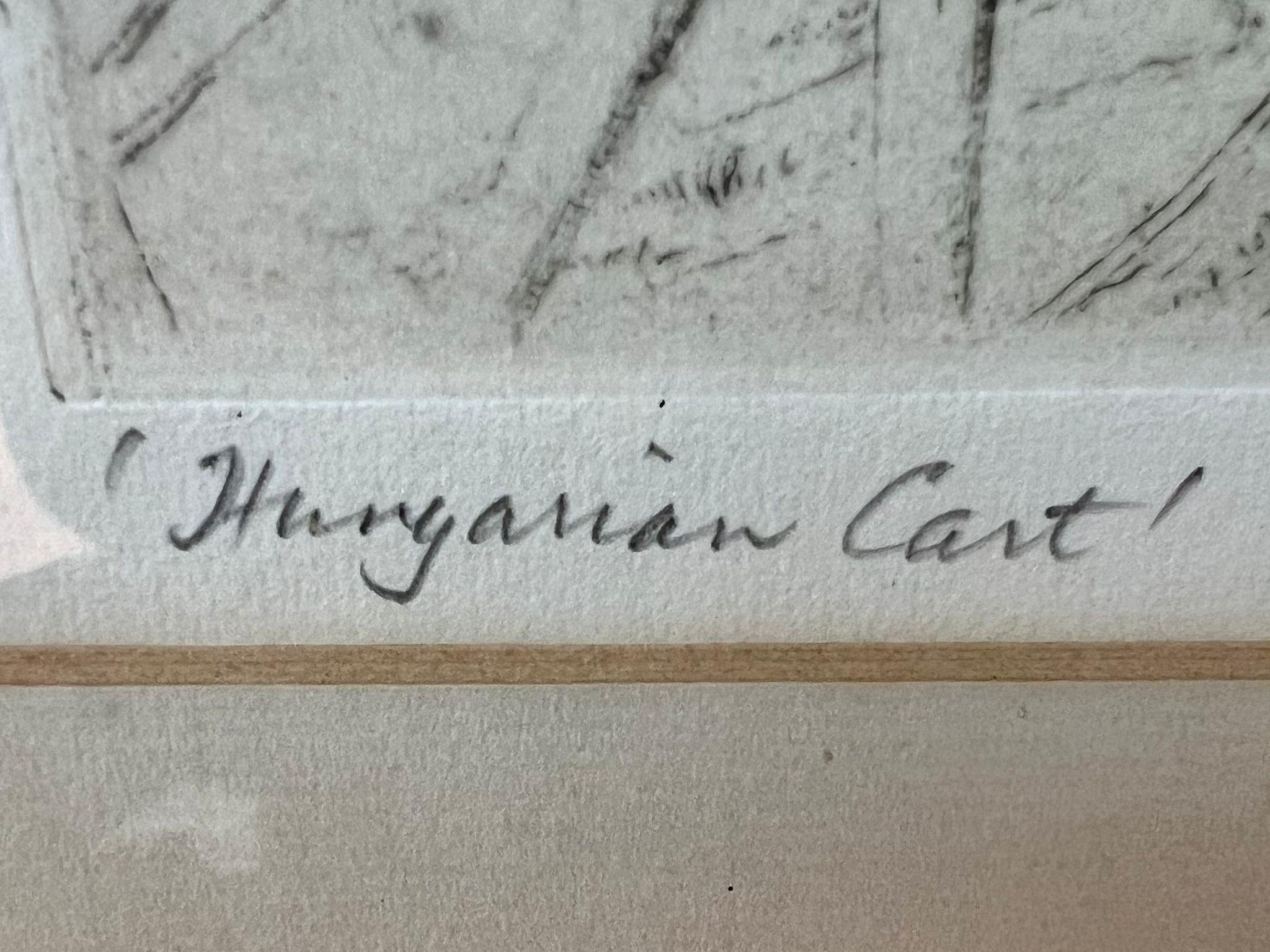"HUNGARIAN CART" BY H A FREETH (1912 - 1986) A PEN AND INK DRAWING. 22 X 16.5cms frame size 46 x - Image 2 of 3