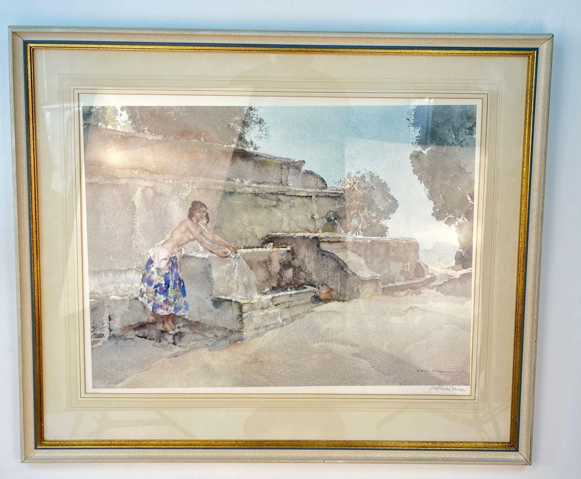 AN ORIGINAL WATER COLOUR OF THE FAMOUS "AT THE WALL, ISABELLE AT LUCENAY" BY SIR WILLIAM RUSSELL