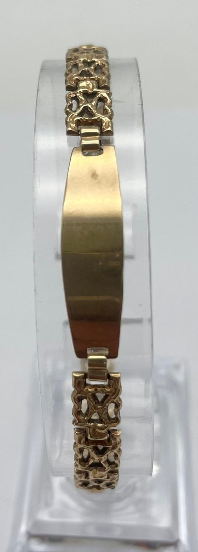 A Vintage 9K Yellow Gold Identity Bracelet. 19cm. 8.28g - Bild 2 aus 5