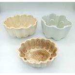 A Set of 3 Victorian Jelly Moulds, Different Shapes, All in good Condition. a/f