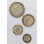 A Parcel of Four 1936 Silver Coins (The Year of Three Kings) Comprising; One Silver Florin, One