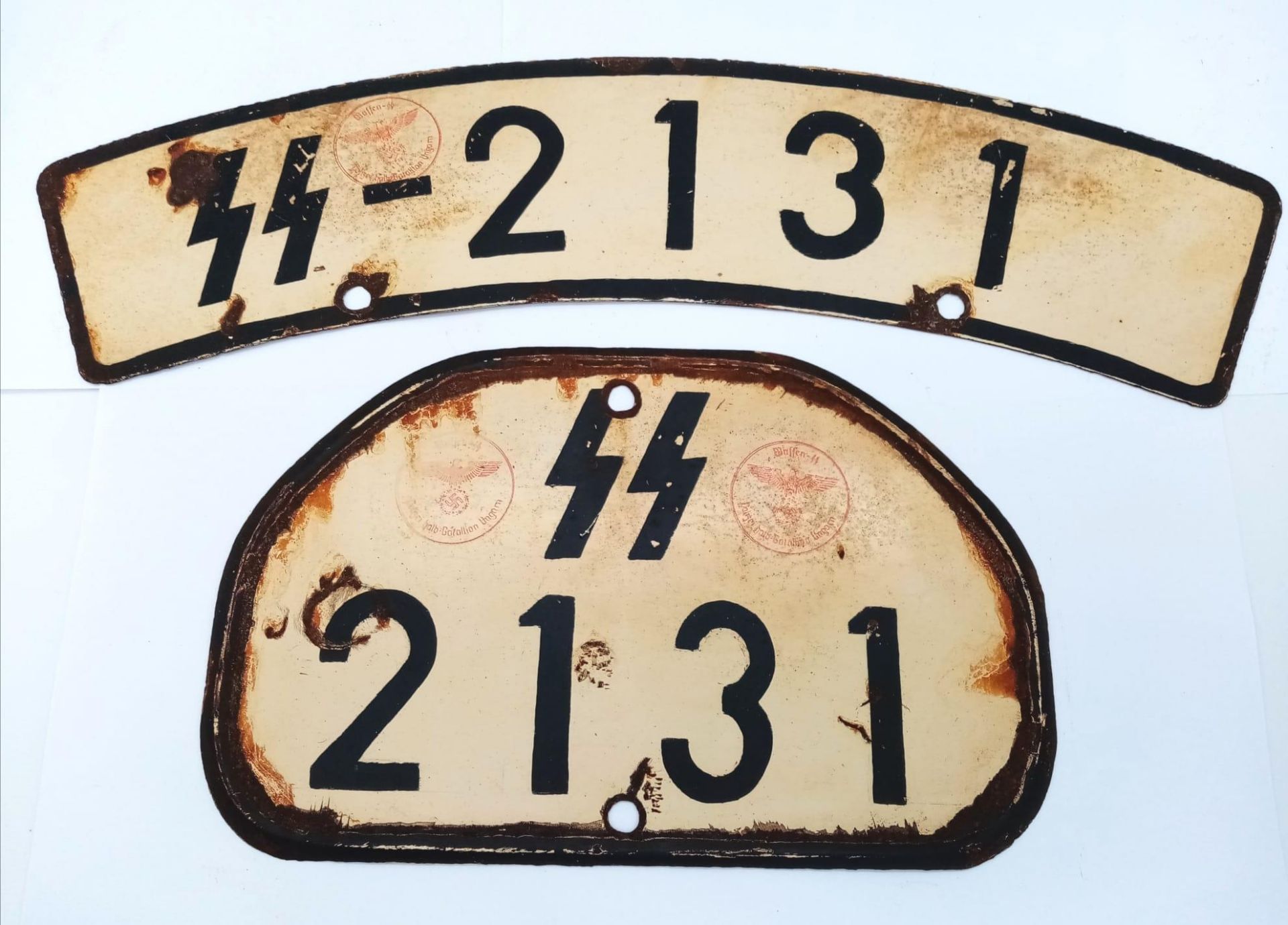 3rd Reich Waffen SS Number Plates from a motorcycle