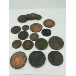 Collection of antique COPPER CARTWHEEL COINS To include Victorian, Georgian, William etc. Half