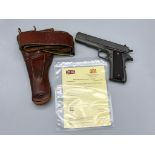 A Rare WW2 1943 Remington Rand M1911 Deactivated Pistol. This USA Army masterpiece has a .45 ACP and