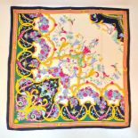 A Gucci Silk Scarf. 86cm x 86cm. Floral decoration. Good condition. Ref: 12737