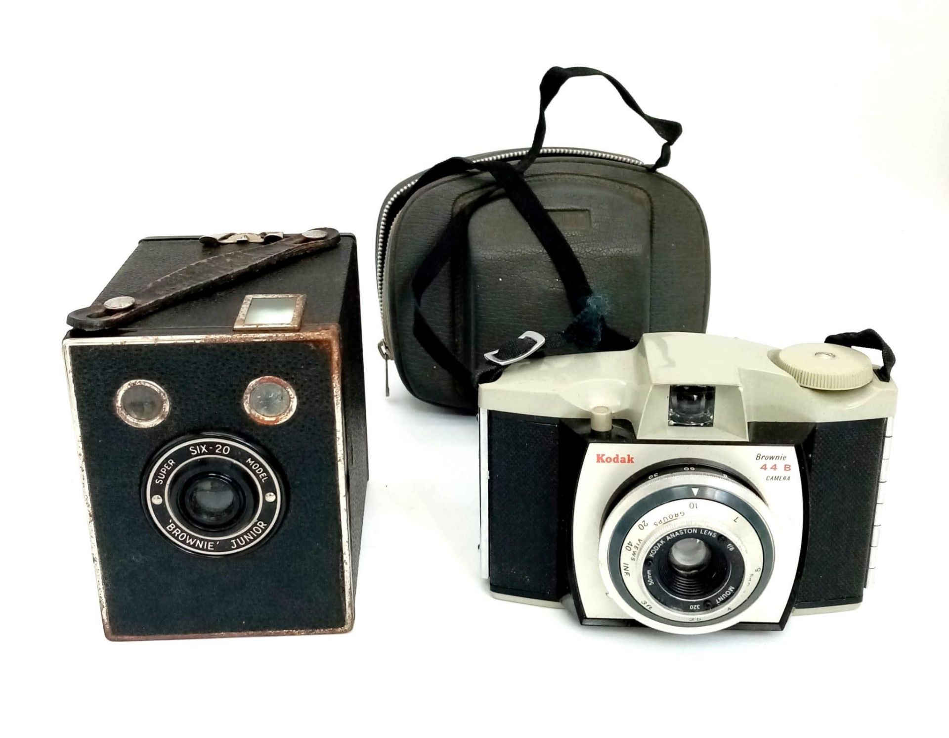 Two Vintage Kodak Cameras - A Kodak Brownie (with case) and a Kodak Super Six-20 Brownie Junior. A/F