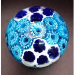 A Glass Blue and White Paperweight