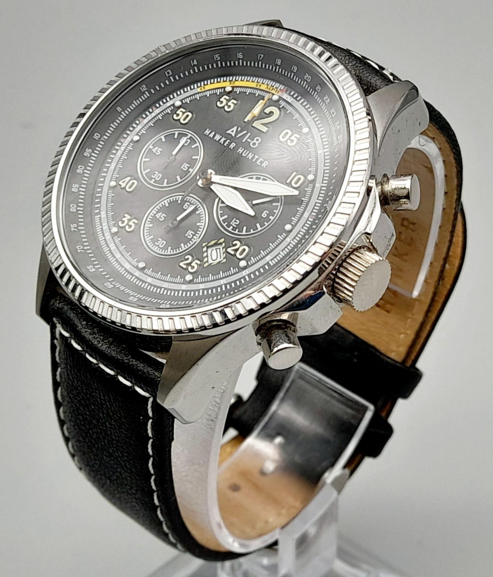 Ex Display Limited Edition Hawker Hunter Chronograph Watch by AVI-8. 48mm including crown. 1 Year - Bild 3 aus 5