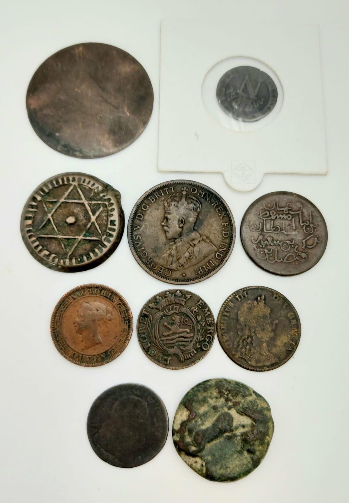A Parcel of Ten 18th & 19th Century Antique Coins; Comprising 1765 Dutch 1 Duit-Very Fine, 1809 - Image 2 of 2