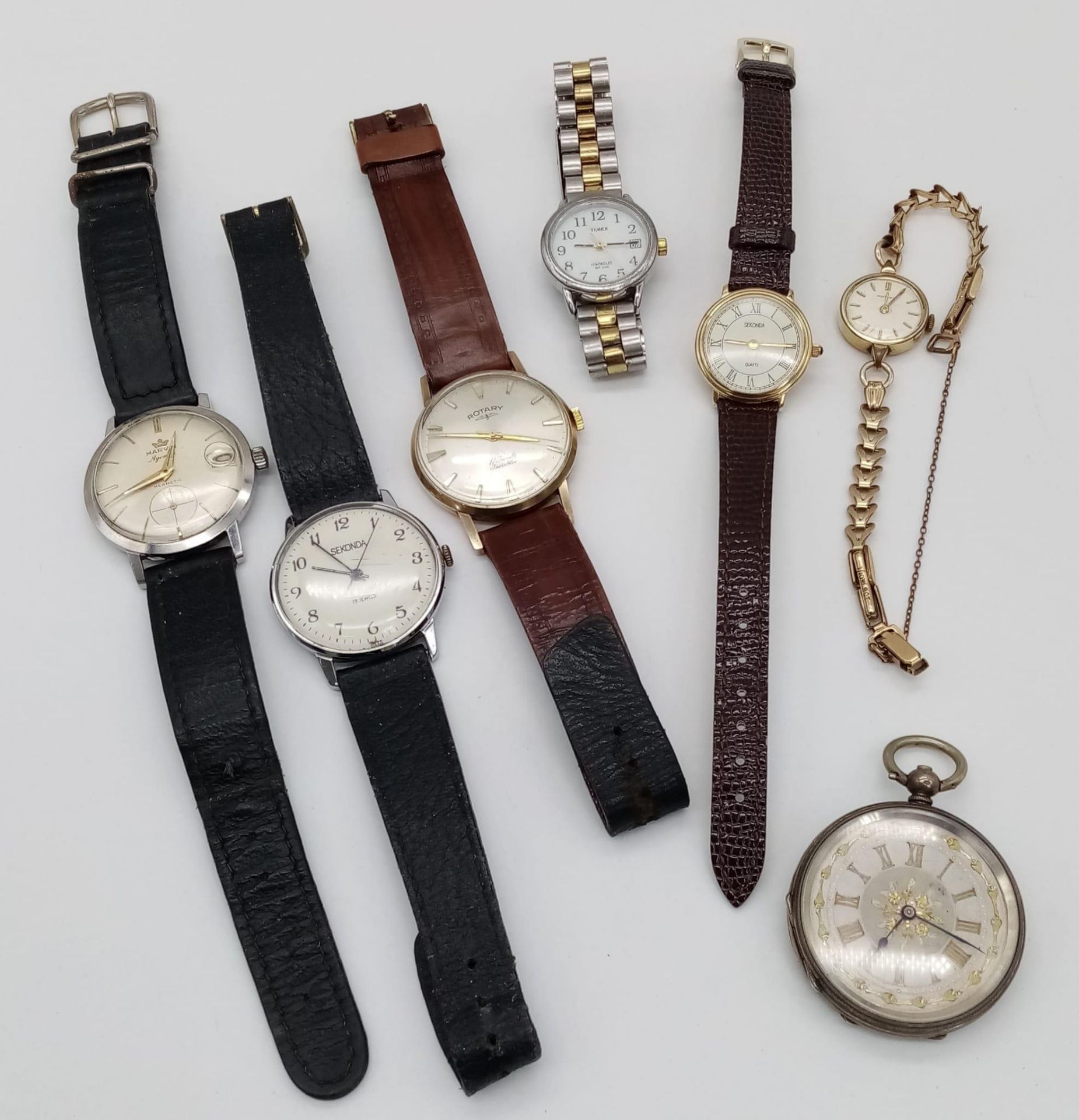 Seven Different Style Watches. Possibly a couple of rare gems in there. a/f. Ref: 12799