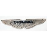 An ASTON MARTIN metal sign. Excellent quality, cast aluminium and then chrome plated, highly