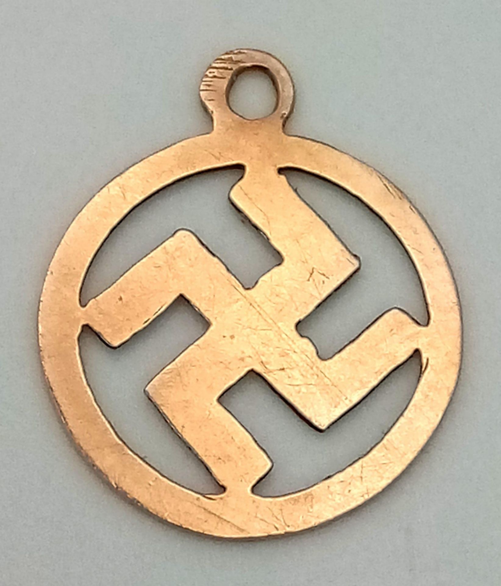 A Vintage 1928/29 Hallmarked 9 Carat Gold Nazi Sympathiser Pendant. 1.5cm Length, 0.43 Grams