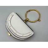 A Very Popular Chloe Bracelet Nile Leather Flap Handbag. Grey leather exterior with serious gold-