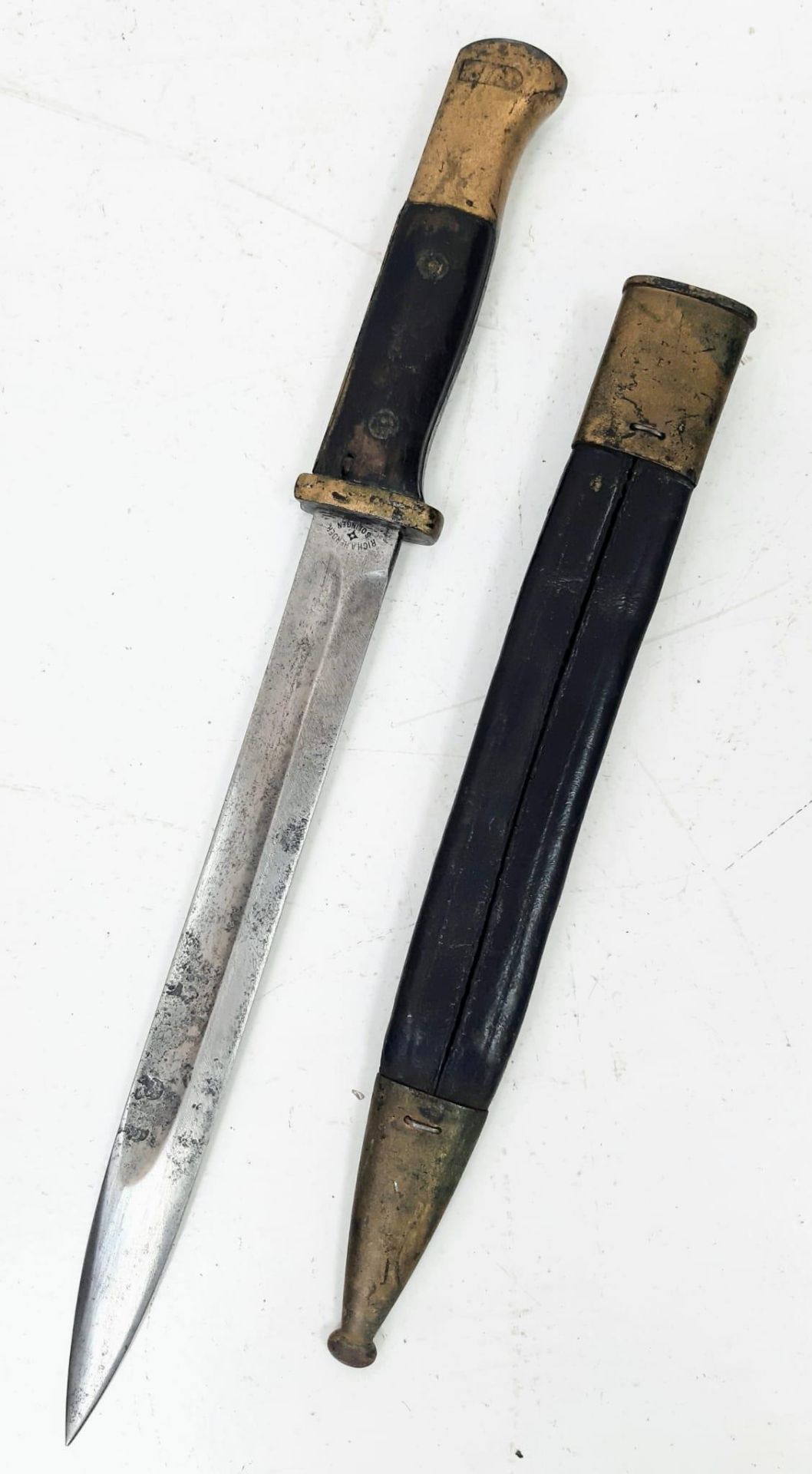 WW1 Imperial German Mauser M1871/84 Dress Bayonet by “Rich A. Herder”. Much of the gold paint