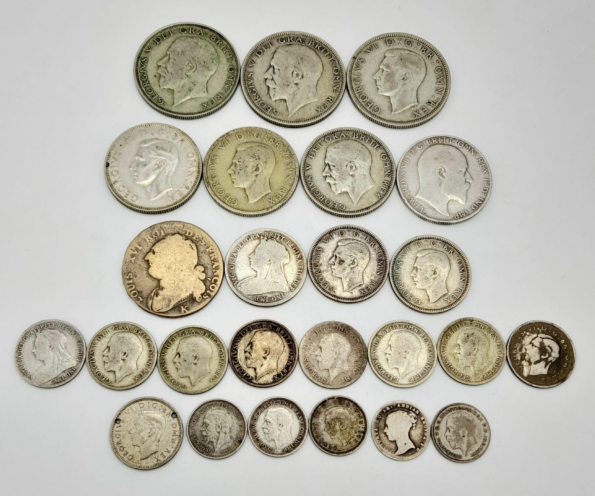 A Selection of Silver Pre-1946 British Coins. Please see photos for conditions. 141g total weight. - Image 2 of 2