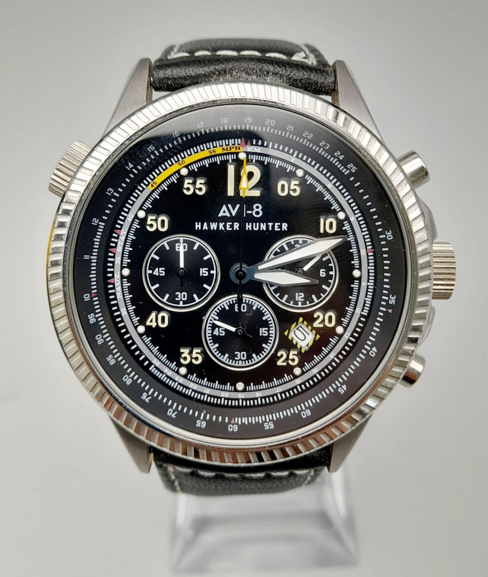 Ex Display Limited Edition Hawker Hunter Chronograph Watch by AVI-8. 48mm including crown. 1 Year