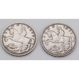 Two Mint State (Sheldon Scale) 1935 Silver Rocking Horse Crowns. Combined Weight 56.56g