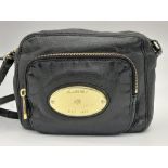 A MULBERRY DOUBLE ZIP SMALL SHOULDER BAG IN SOFT BLACK LEATHER. SEE PHOTO'S FOR CONDITION..