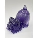 A Natural Flourite Hand-Carved Pussy Figurine. 6cm x 5cm.