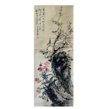 Birds Singing Amongst Beautiful Blossom - Chinese ink and watercolor on paper scroll -Attributed