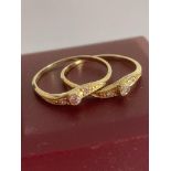 Pair of Matching 14 carat TWIN GOLD RINGS. Complete with ring box. Size M 1/2.