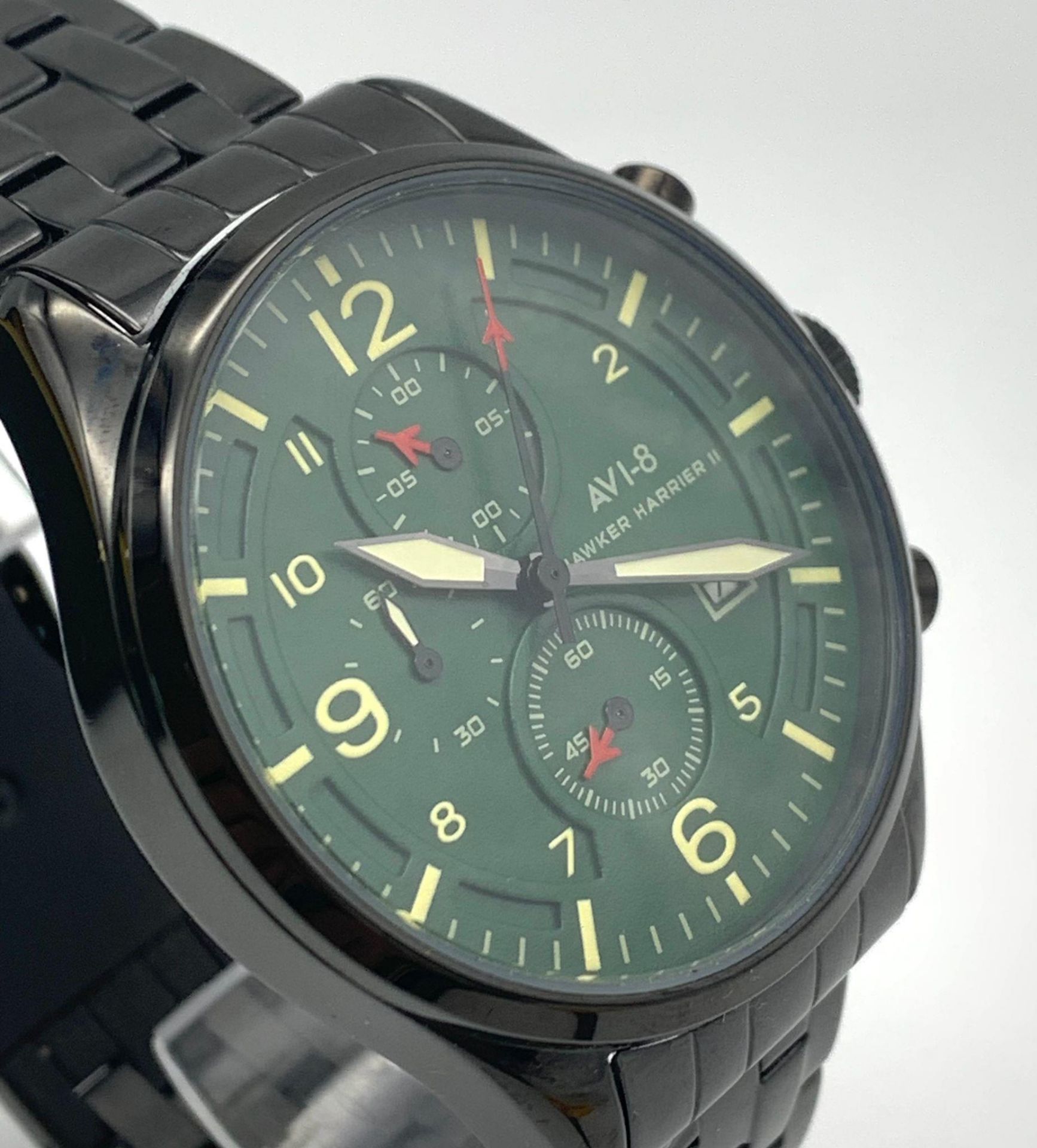 Ex Display Limited Edition Hawker Harrier Mk II Watch by AVI-8. 48mm including crown. 1 Year Battery - Bild 3 aus 12