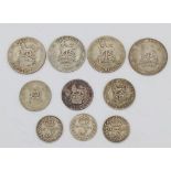 A Parcel of 10 Pre-1947 Silver Shilling, Six & Three Penny Coins, Consecutive Run Dates 1920-1923