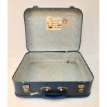 A Vintage 1960s Retro Small Blue Suitcase. 45cm x 36cm