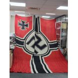 An Original German WW2 Nazi Huge Reichkriegsflagge Battleship Ensign Flag. Iron cross to the
