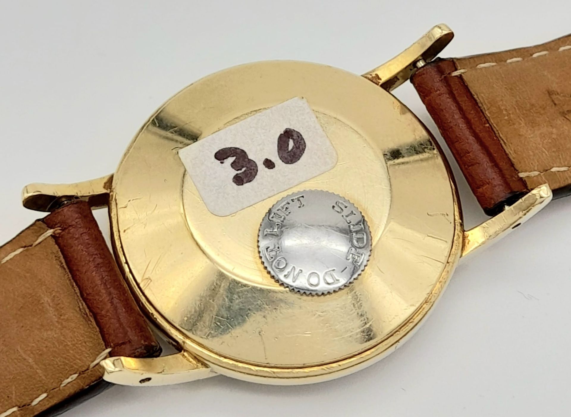 A Vintage Jaeger Le Coultre Futurematic Gents Watch.Brown leather strap. Case - 35mm. White dial - Image 7 of 7