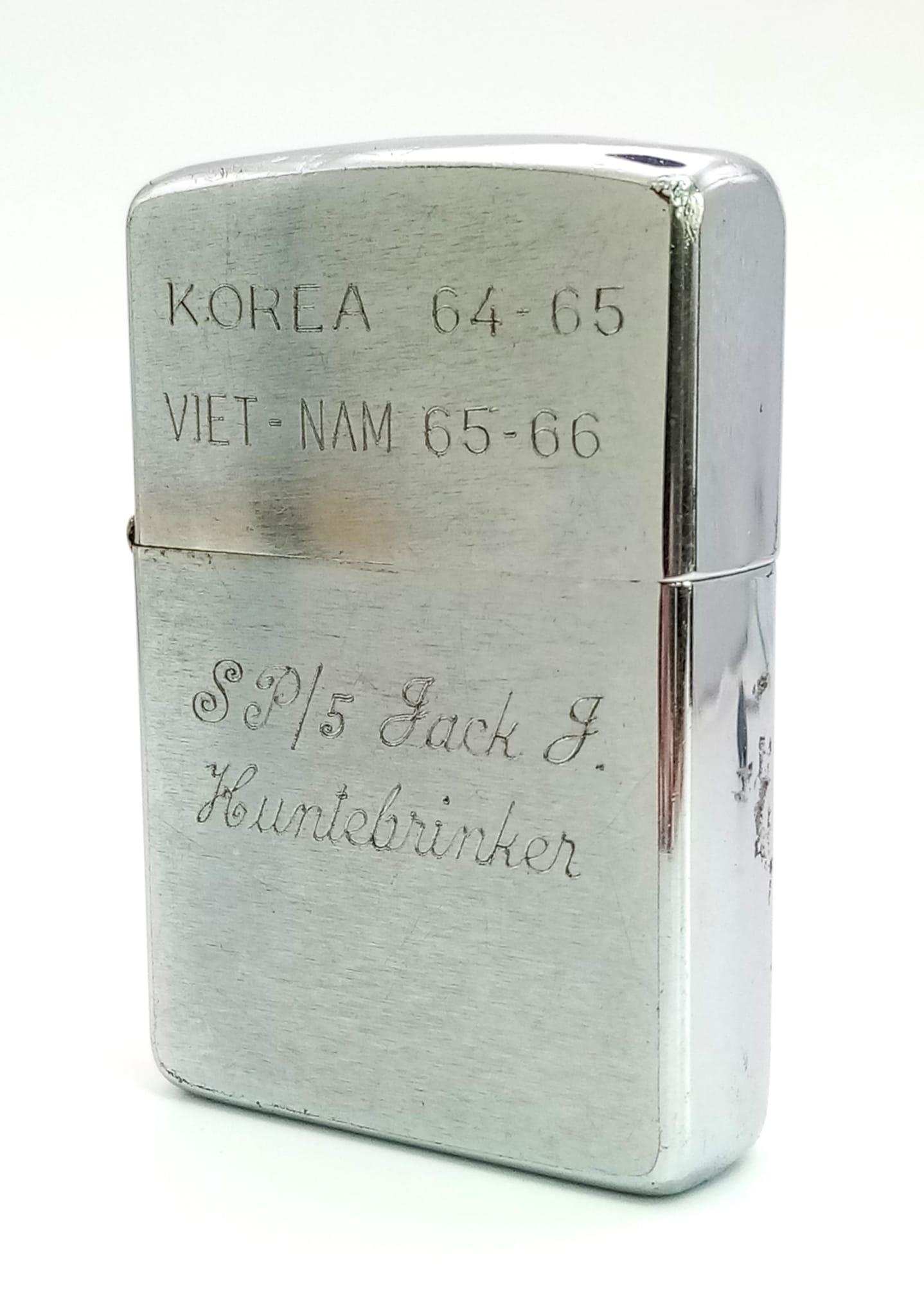 Vietnam War Era Genuine 1966 Date Coded Zippo Wind Proof Lighter. 2nd Inf Div. Insignia with tour - Image 3 of 4