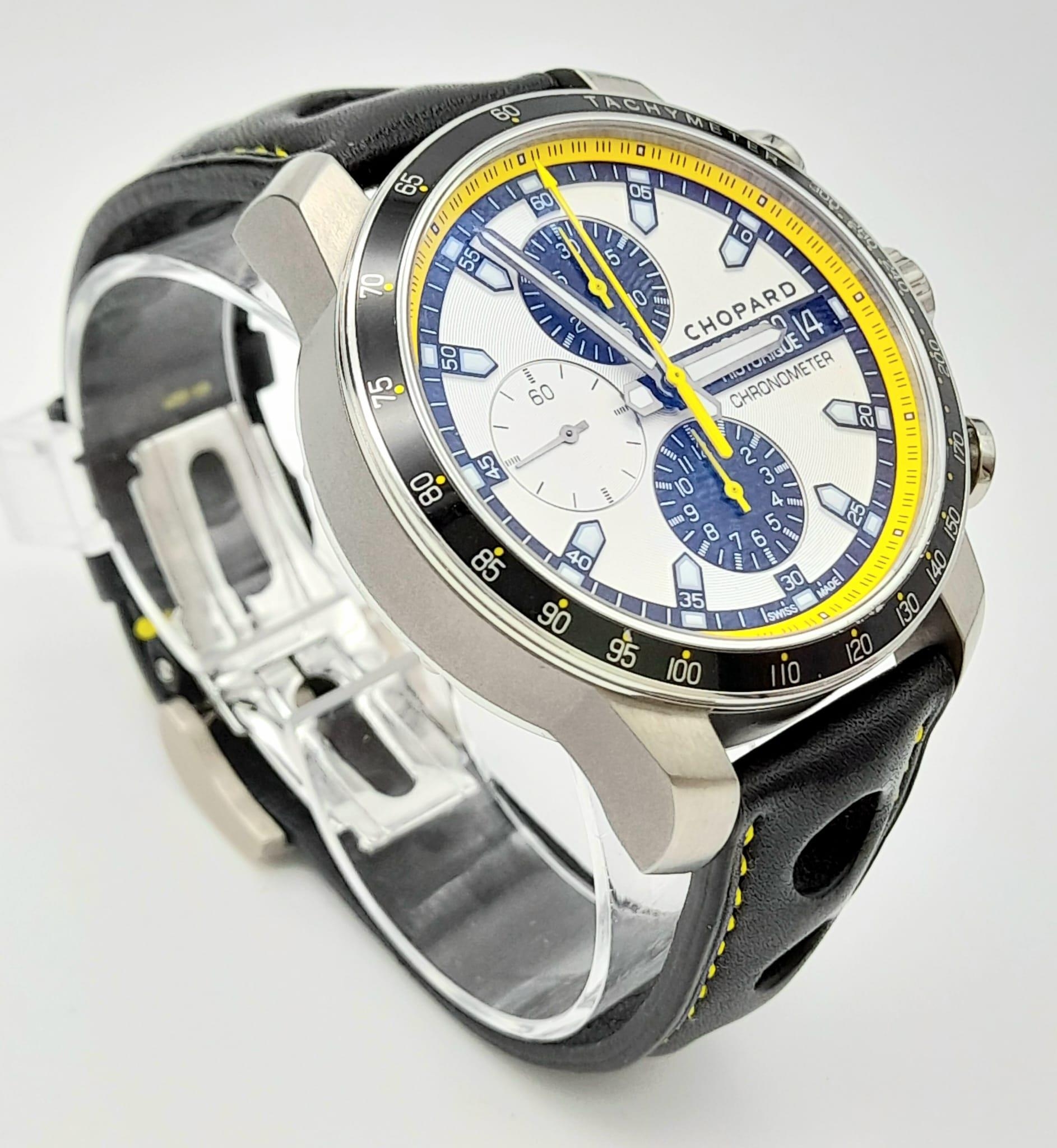 A Chopard Grand Prix de Monaco Historique Chronograph Gents Watch. Black leather strap. Titanium - Image 3 of 11